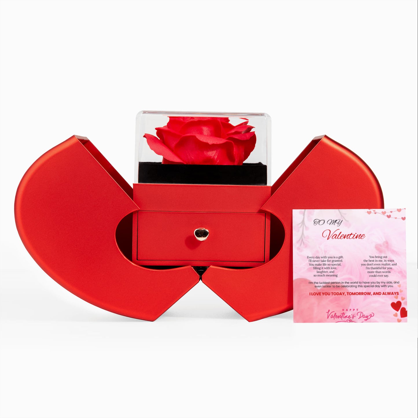 Love Knot Necklace with Red Heart Rose Box